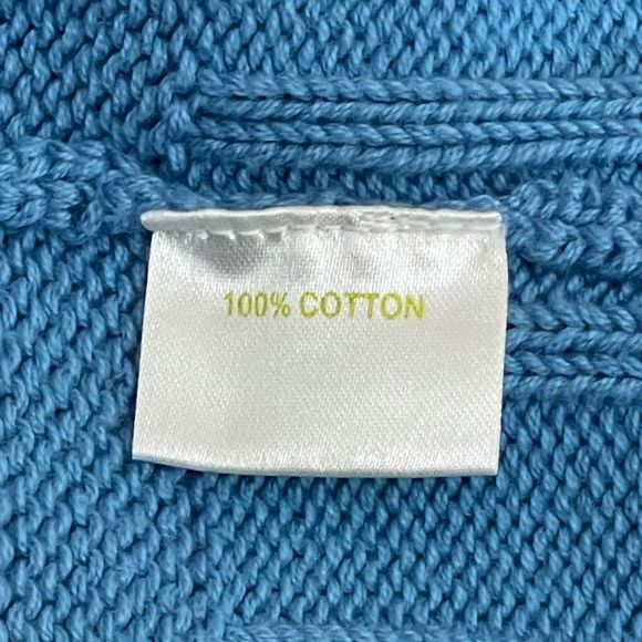 Vintage ALPS Knit Full Zip Sweater Cardigan Women's L Blue 100% Cotton High Neck - Picture 9 of 10